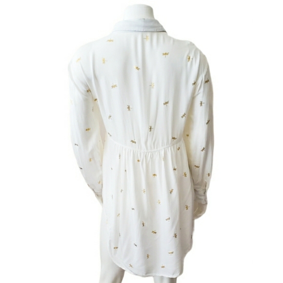 Gold Dragonfly White Tunic Top Blouse - Picture 4 of 4
